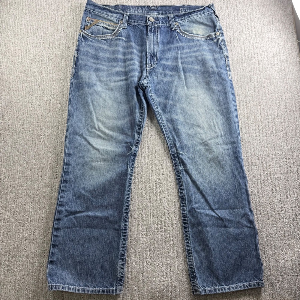 Ariat Rebar M4 Low Rise Relaxed Bootcut Jeans Mens Size 38x30 Blue Denim